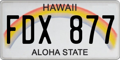 HI license plate FDX877