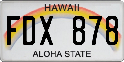 HI license plate FDX878