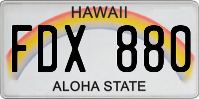 HI license plate FDX880