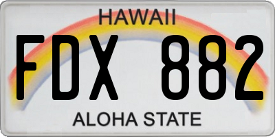 HI license plate FDX882