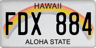 HI license plate FDX884
