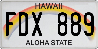 HI license plate FDX889