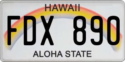 HI license plate FDX890