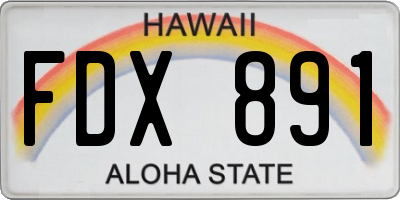 HI license plate FDX891