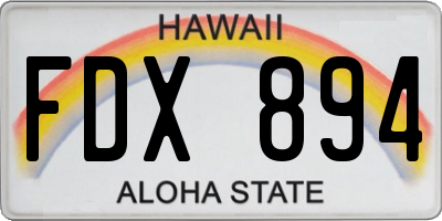 HI license plate FDX894