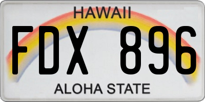 HI license plate FDX896