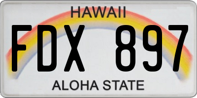 HI license plate FDX897