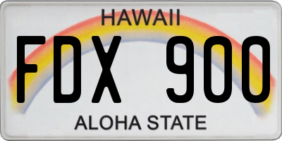 HI license plate FDX900