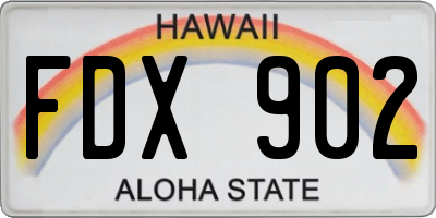 HI license plate FDX902