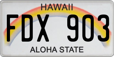 HI license plate FDX903