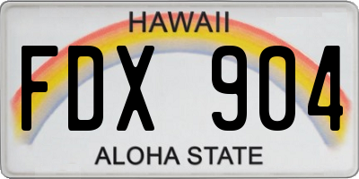 HI license plate FDX904