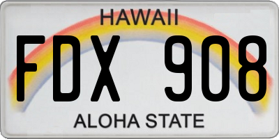 HI license plate FDX908