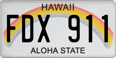 HI license plate FDX911