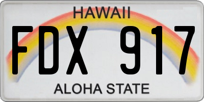 HI license plate FDX917