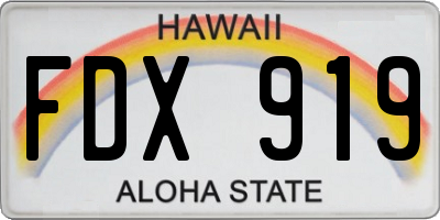 HI license plate FDX919
