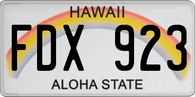 HI license plate FDX923