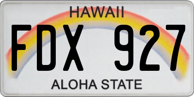 HI license plate FDX927