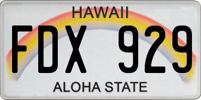 HI license plate FDX929