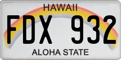 HI license plate FDX932