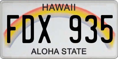 HI license plate FDX935