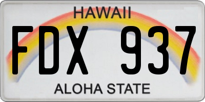 HI license plate FDX937