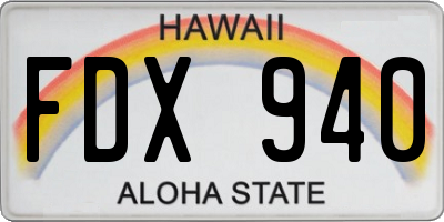 HI license plate FDX940