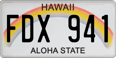 HI license plate FDX941