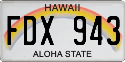 HI license plate FDX943