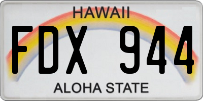 HI license plate FDX944