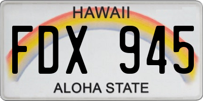 HI license plate FDX945