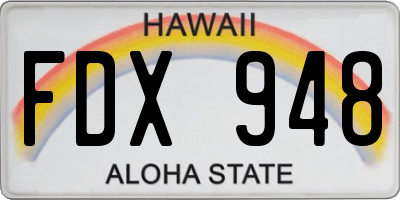 HI license plate FDX948
