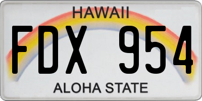 HI license plate FDX954