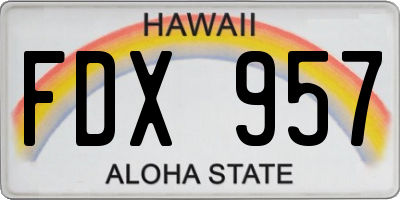 HI license plate FDX957