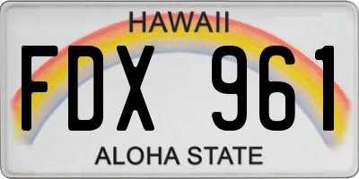 HI license plate FDX961