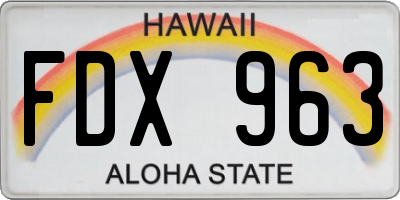 HI license plate FDX963