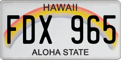 HI license plate FDX965