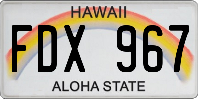 HI license plate FDX967