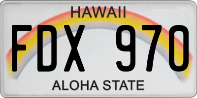 HI license plate FDX970