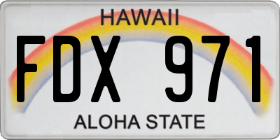 HI license plate FDX971