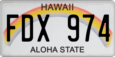 HI license plate FDX974