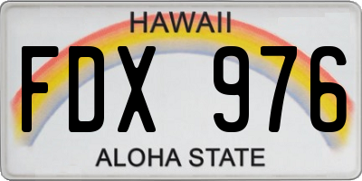 HI license plate FDX976