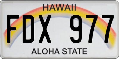 HI license plate FDX977