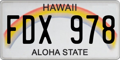 HI license plate FDX978