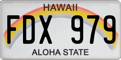 HI license plate FDX979