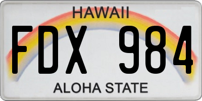 HI license plate FDX984