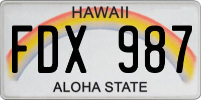 HI license plate FDX987