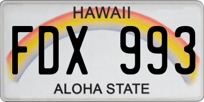 HI license plate FDX993