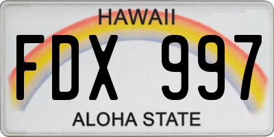 HI license plate FDX997