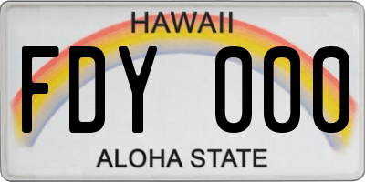 HI license plate FDY000