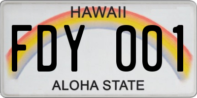 HI license plate FDY001